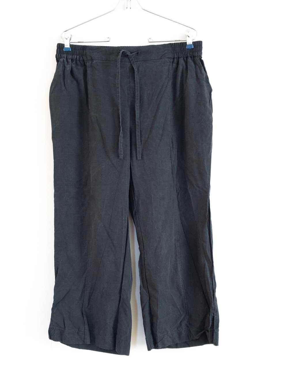 Rip Skirt Washed Black Wide Leg Coastal Crop Tencel Drawstring Pants Beach XL